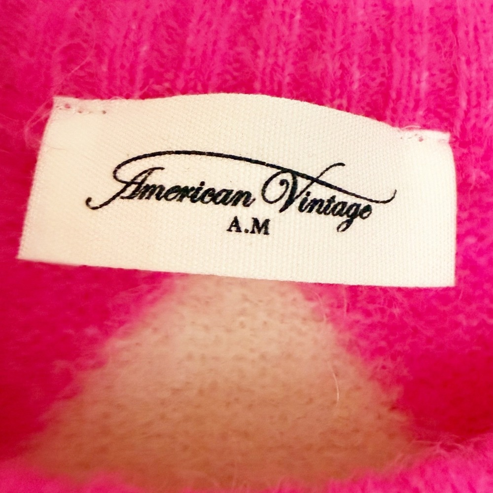 American Vintage Alpaca Blend Vitow Argyle Sweater Vest Pink Medium - Picture 7 of 10